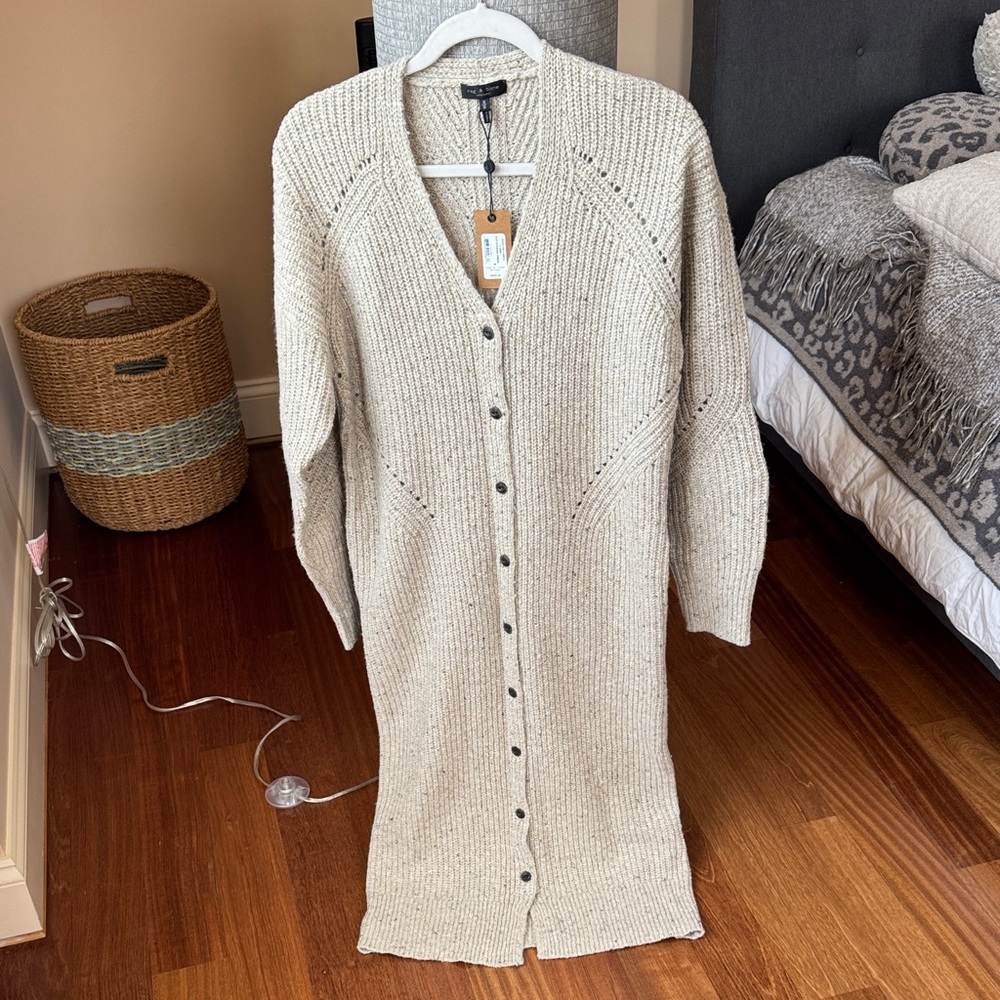 rag & bone Beige Button-Up Cardigan Dress